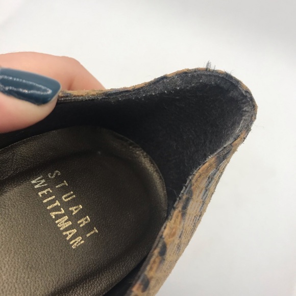 STUART WEITZMAN BROWN & BLACK LEATHER ANIMAL PRINT SNAKESKIN EMBOSSED HEELS (9)